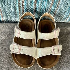 Cat & Jack Velcro sandals white glitter toddler size 6